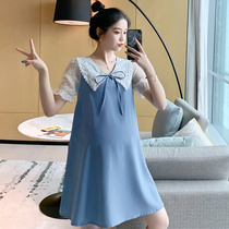 Angel mommy~Net red pregnant women autumn and summer clothes out of fashion foreign style age-reducing doll collar pregnant women dress tide