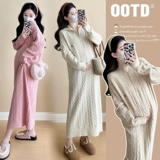 Демисезонное термобелье для матери и ребенка, шерстяное платье, юбка с молнией, трикотажное трикотажное платье, высокий воротник