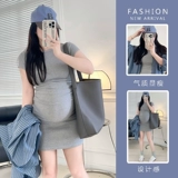 Летняя эластичная футболка с коротким рукавом для матери и ребенка для беременных, платье, рубашка, комплект