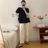 Летний комплект для матери и ребенка для беременных, рубашка, рукава фонарики, свободный крой, оверсайз