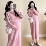 Демисезонное термобелье для матери и ребенка, шерстяное платье, юбка с молнией, трикотажное трикотажное платье, высокий воротник