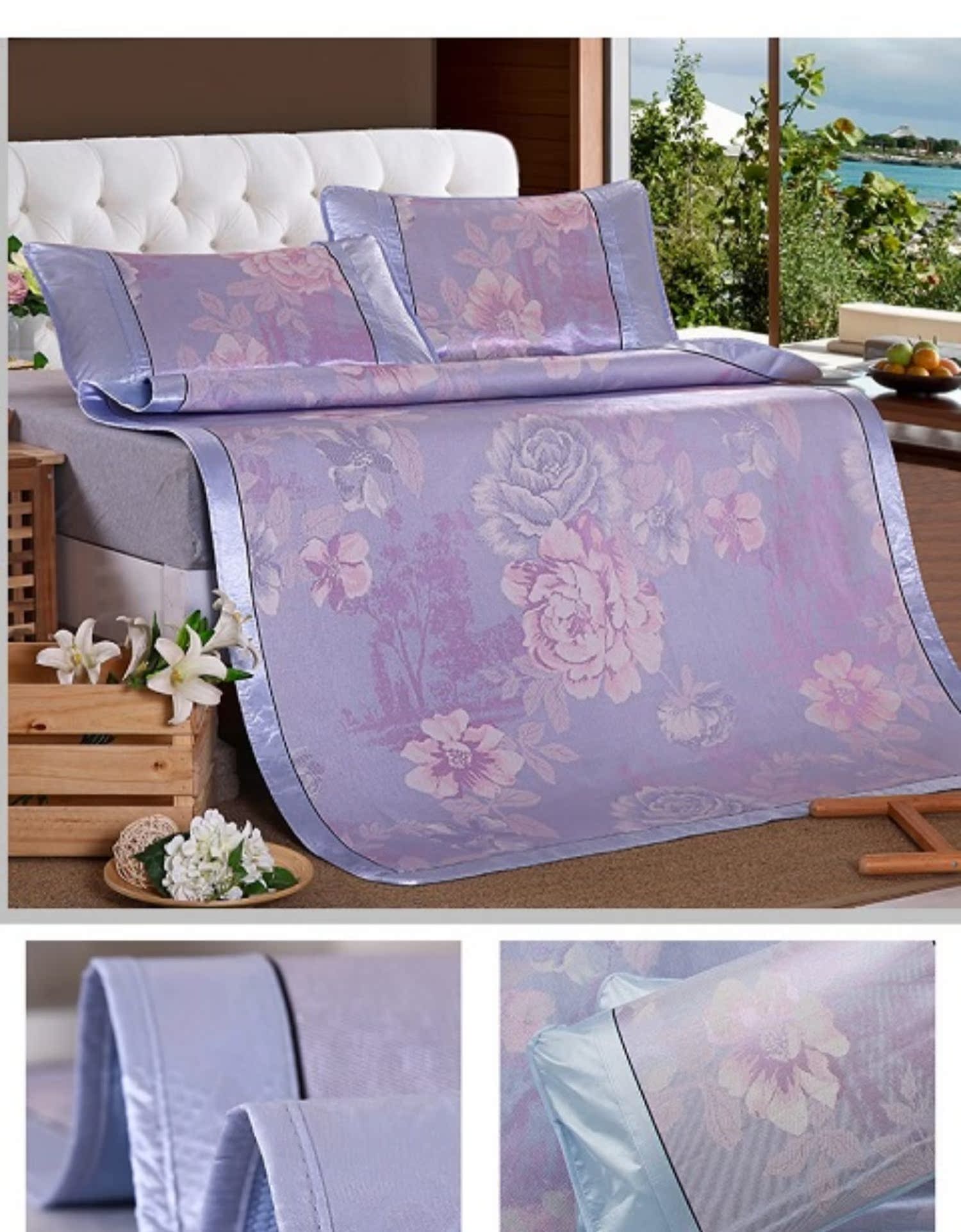 1.8m giường mat băng lụa mat ba mảnh có thể gập lại mùa hè điều hòa không khí Simmons 1,5 đơn sinh viên ký túc xá 2m - Thảm mùa hè chiếu trúc 1m4