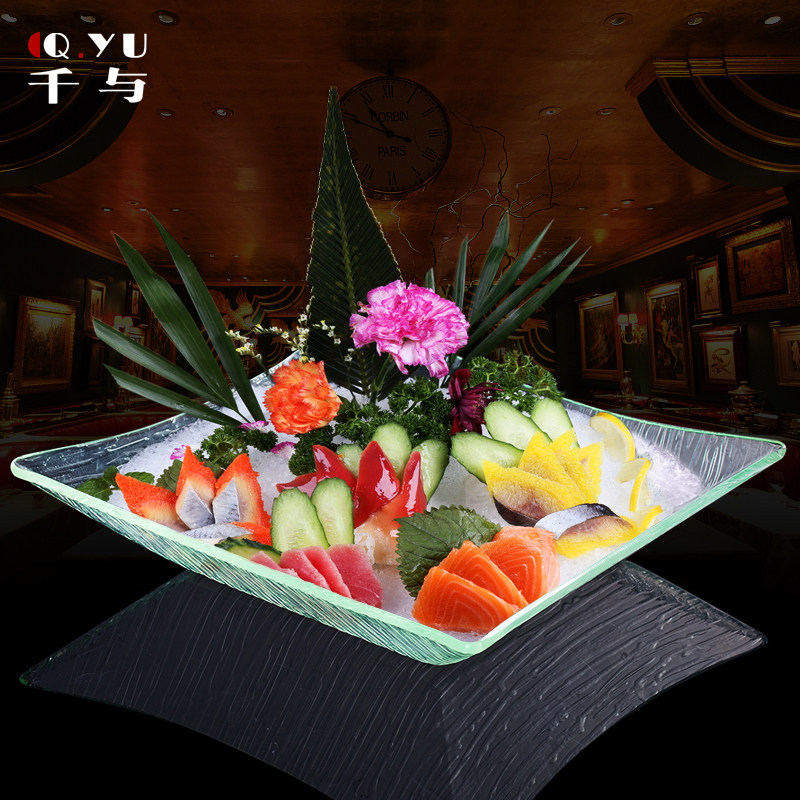 Acrylic Sashimi Ice Plate Japanese and Korean Cuisine Sushi Fruit Plate Seafood Sashimi Platter Dry Ice Plate Frozen Lobster Plate