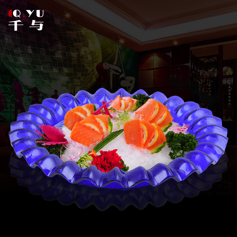 Acrylic sashimi raw plate creative platter Japanese tableware seafood fish raw dry ice plate salmon plate tableware