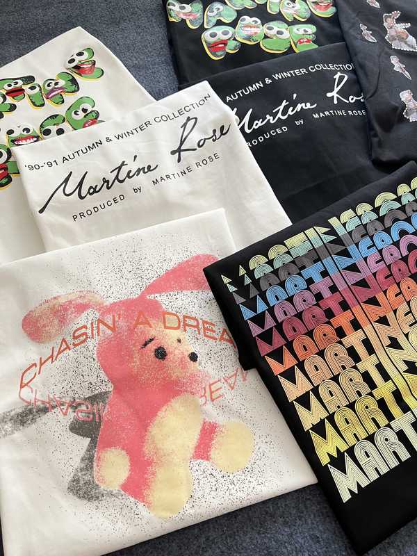 Martine Rose Cartoon Digital Print Short-Sleeve Designer Cursive Fun Couple Wang Jiaer Same Style T-Shirt