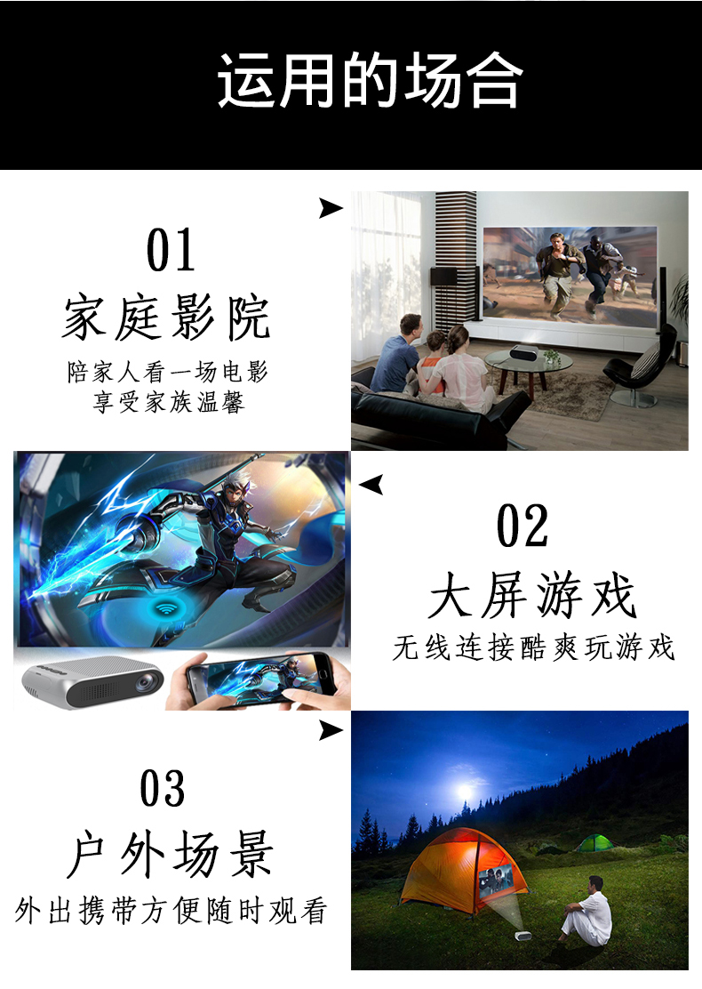 Điện thoại di động máy chiếu tường gia đình HD 1080p kê nhỏ cầm tay máy chiếu cầm tay rạp hát tại nhà - Máy chiếu
