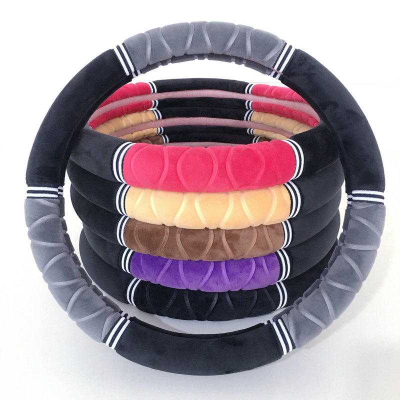 Car steering wheel cover plush handlebar cover long and short plush autumn and winter three-piece suit unisex warm and non-slip