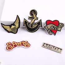 English letter loving boat anchor gold thread sleeves Sleeves Clothing Pants Trim tints Broken Holes Ironing Cloth Appliquer