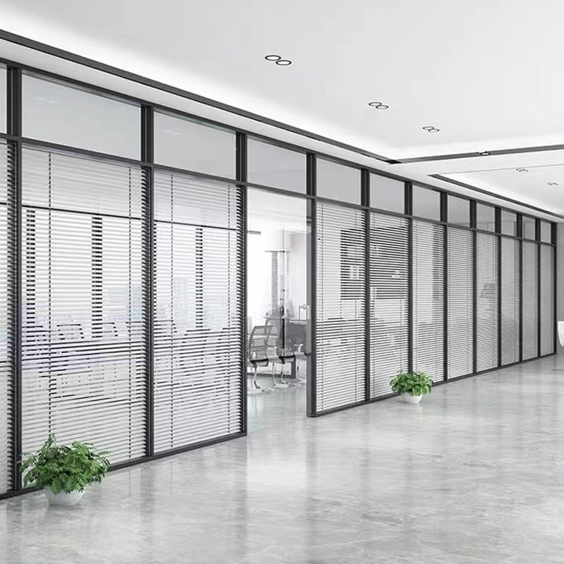 Chongqing office partition aluminum alloy decoration transparent shutter double-layer double glass tempered glass soundproof wall high screen