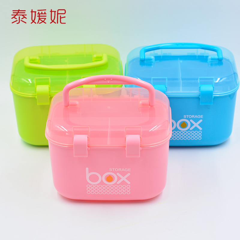 Home large sewing and thread tool parts storage box portable girls' dormitory plastic double-layer empty finishing box