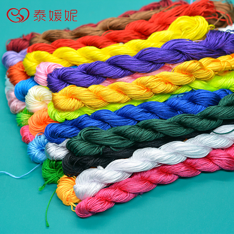 Colour 1mm jade thread DIY handwoven Chinese knot red rope wearing ornament Buddha beaded necklace braided rope thread