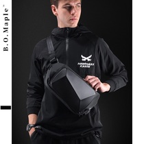 BOMaple Hard Shell Flat Diagonal Satchel for Mens Chest Bag Tide Card Pocket Ipad Waterproof Sports Single Shoulder Bag
