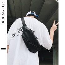 BOMaple Personality Rivet Chest Bag Men 2022 New Korean version Tide Card Pocket Fashion Ride Obliquely Satchel Bag