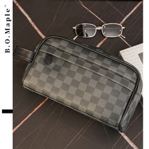 BOMaple New Fashion Men Business Handbags With Bag Trend Large Capacity Casual Wash Toiletries Bag Hand Grip Bag Clips