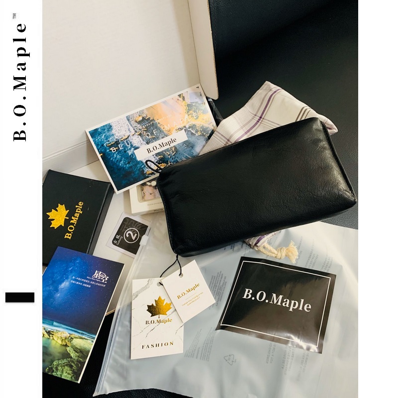 BOMaple Upscale Men's Hands With Bag Genuine Leather Handbag Baotou Beef Leather Business Casual Mobile Phone Bag with wallet