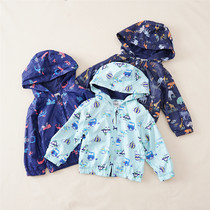 Spring and autumn European and American children boys baby windproof with cap double cotton zipper childrens coat windbreaker