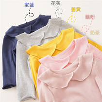 Quality cotton childrens clothing girls spring and autumn clothing cotton stretch top baby long sleeve T-shirt childrens lapel base shirt