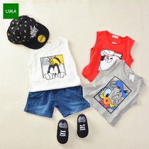 19 New South Korean European and American wind boys and girls baby summer pure cotton cut without sleeve cut