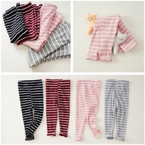Foreign trade 20 years girls spring cotton thread stripes with pants tight pants can be opened