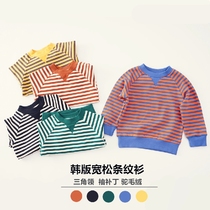 South Korea customizes 20 spring boys and girls baby with striped tide jacket cuff patch coat
