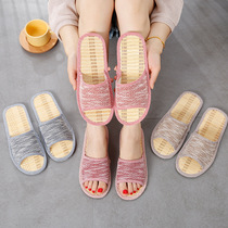 2021 new summer men's and women's bamboo mat slippers home indoor wood floor leisure non-slip breathable linen sandals