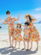 海边亲子装夏装一家三四口母子女连衣裙旅游度假沙滩情侣衬衫套装