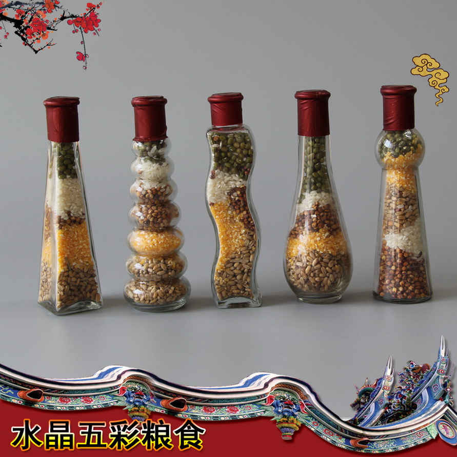 Bone Ash Case Shoubox Coffin With Burial Goods Crystal Colorful Grain Grain Granary Funeral Burial Burial Goods Funeral Home