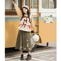 Catting Qingshui Creek Original autumn and winter Christmas warm improvement of the plush than a shirt national wind skirt