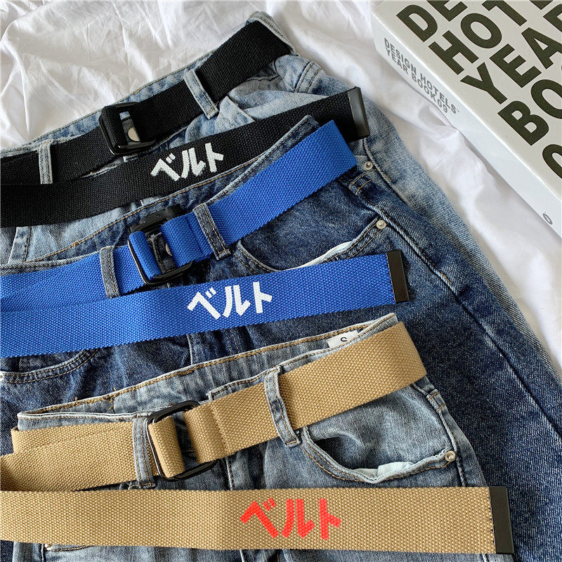 Korean INS style all-match simple canvas belt retro BF male and female students trendy jeans belt Japanese