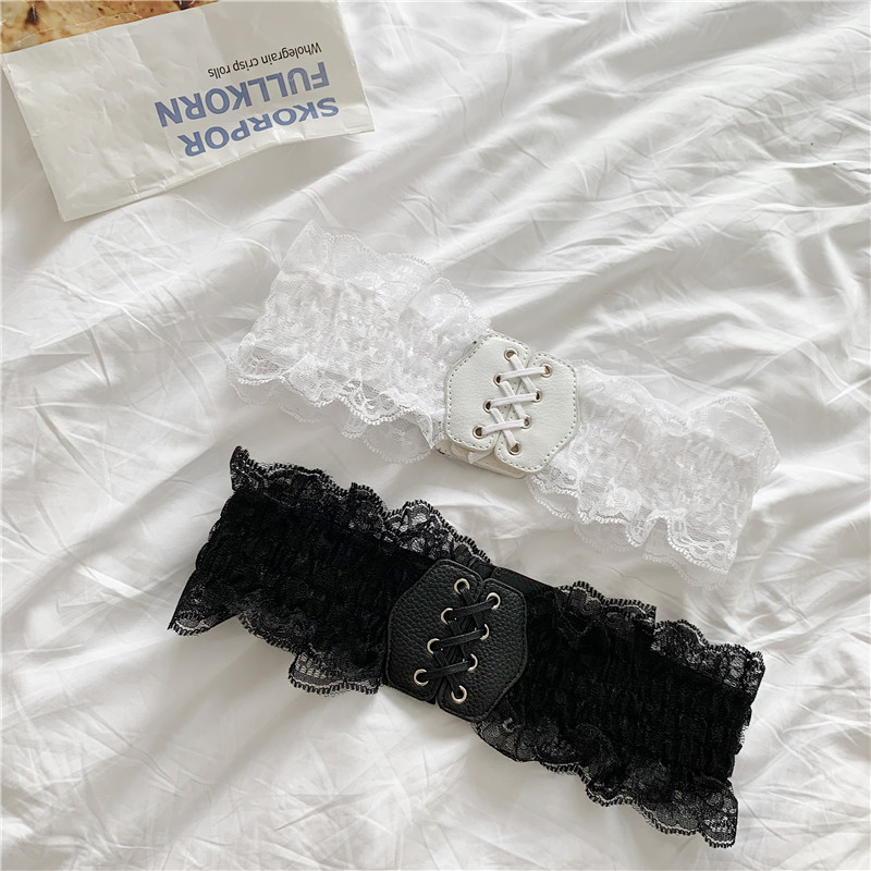 South Korea's new waist and thin temperament belt lace women's decorative hundred matching skirts cute Korean fashion girdle