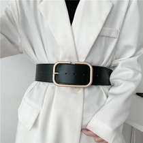 European and American leather belt womens suit skirt waist fashion all-match dress coat coat waist seal waist width