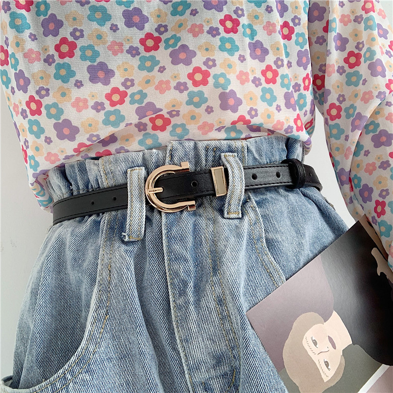 South Korea's new net red same style belt women's ins style fashion all-match trend retro jeans thin belt