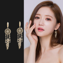 Senior sense earrings personality Lady long temperament tassel Net red earrings retro diamond flash Europe and America 2021 New Tide