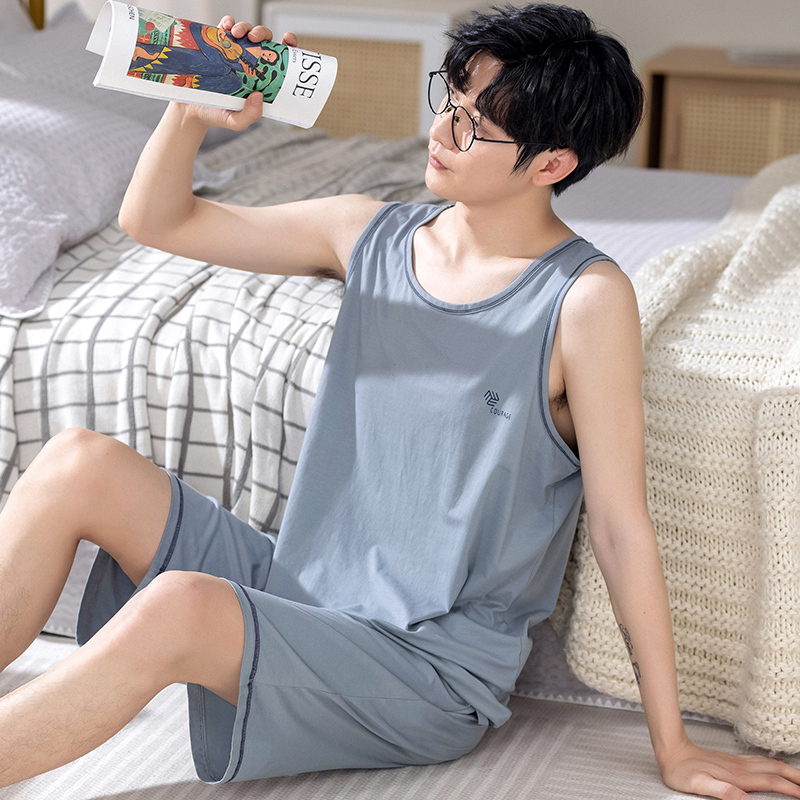 Sleeveless Modal Pajamas for Men, Summer Vest and Shorts Set, Thin Ice Silk, Cool and Loose, Plus Size Loungewear