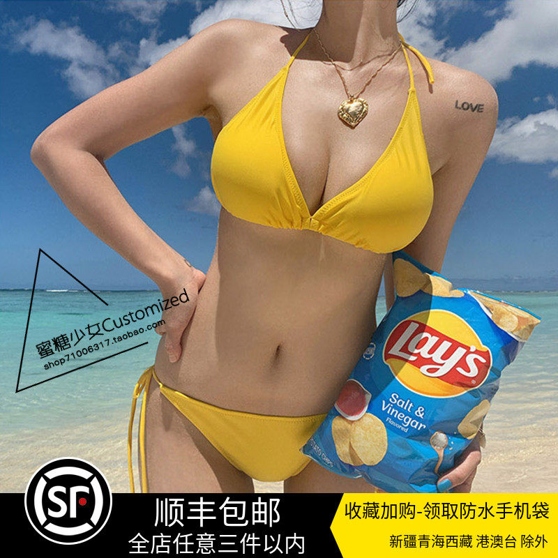 INS Small Red Book Sexy Three-point Style Holiday Wind Arts Exam Triangle Retro Bikini Beach Highlights Bikini