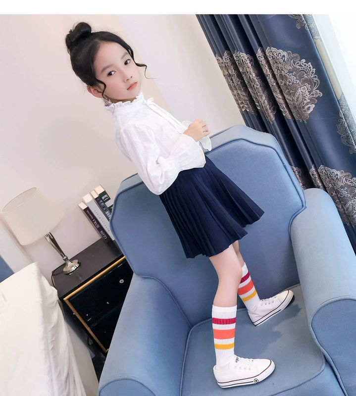 Áo sơ mi nữ đại dương 2018 Mới cho trẻ em mặc mùa thu Hàn Quốc cho trẻ em Áo trắng Big Boy Cotton dài tay đồ bộ bé trai