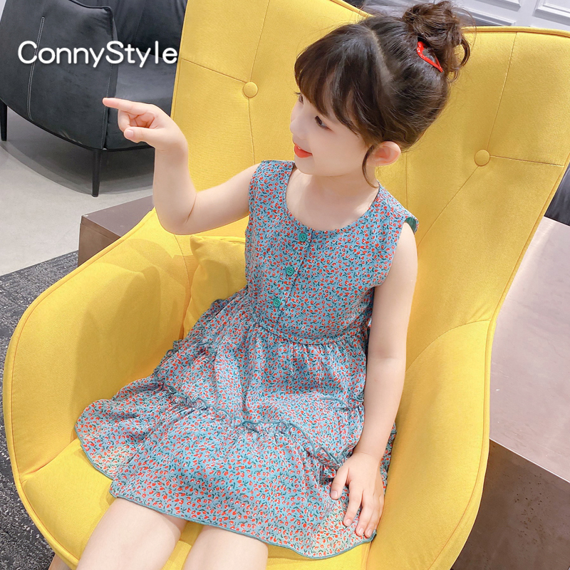 nghiền nát váy hoa mùa hè đầm đầm 2020 trẻ em mới của Girls trong vest váy âm váy đầm voan trẻ em dành cho trẻ em lớn của.