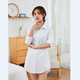 White shirt women's long-sleeved mid-length European and American boyfriend style BF style sexy pajamas Korean style loose large size shirt