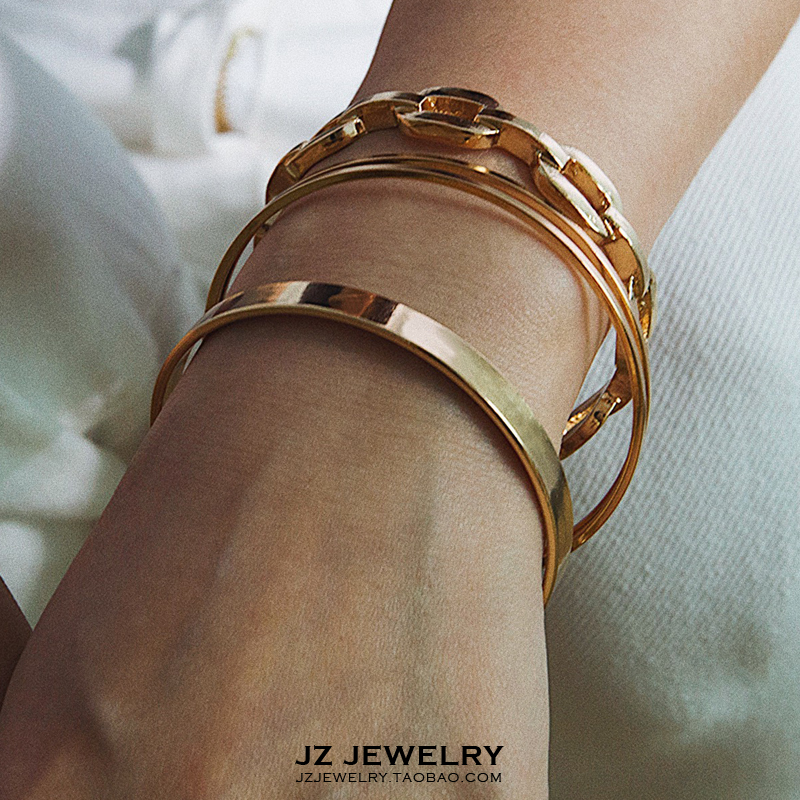 JZ Bracelets European and American Brief Joins lukewarm wind hand ring Korean temperament geometric chain multilayer hand alchemy
