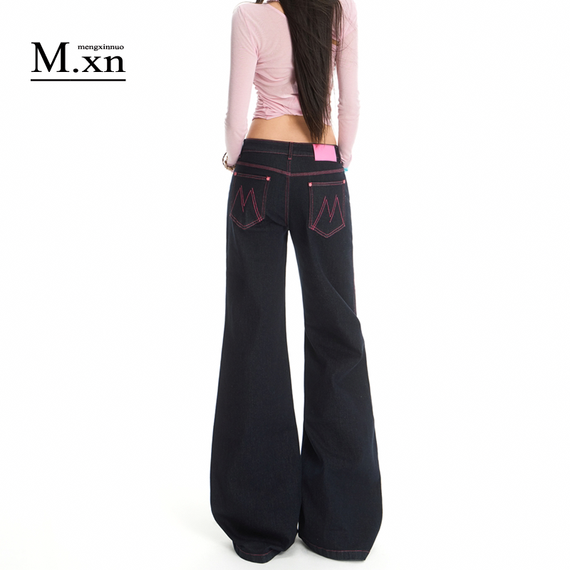 Vintage Pink Contrast Denim Low-Waist Straight-Leg Jeans for Women 2026 New Design Slim-Fit Narrow Floor-Length Pants Vintage Pink Contrast Denim Low-Waist Straight-Leg Jeans for Women 2026 New Design Slim-Fit Narrow Floor-Length Pants