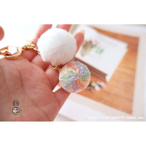 Seven-color pansy) hand bob diy material bag and wind bag hanging fur ball key chain pendant girlfriend girlfriends birthday gift