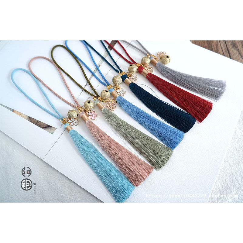 And wind hand bobbing lanyard ice silk tassel jewelry accessories bell car bag pendant diy handmade jewelry