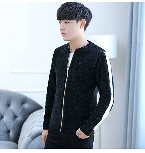 Áo len nam dây kéo Hàn Quốc Slim xu hướng áo len mùa xuân và mùa thu áo len học sinh áo len ngắn - Hàng dệt kim áo len nam hàn quốc	