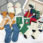 Mùa thu và mùa đông đại học phong cách Harajuku vui minh họa vớ cotton trong vớ in phim hoạt hình cô gái dễ thương vớ trượt ván vớ thủy triều
