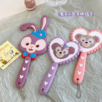 ins retro cute bear handle makeup mirror Net Red Girl heart portable anti-drop handheld makeup mirror portable