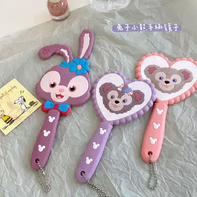 ins retro cute bear handle makeup mirror Net Red Girl heart portable anti-drop handheld makeup mirror portable