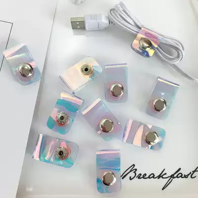 Laser portable data cable storage buckle personalized cable harness with Button finishing hub flower buckle earphone Winder
