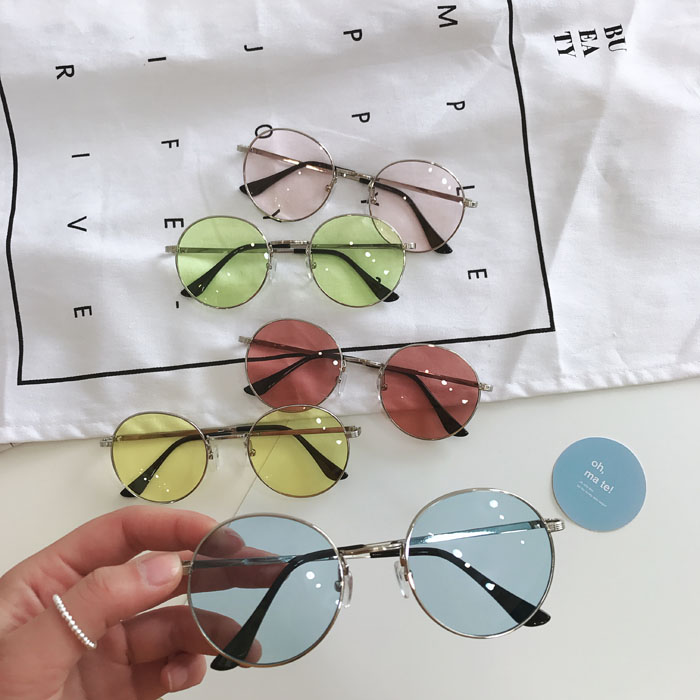 Cô gái Nhật Bản và Hàn Quốc mềm chị em ống kính tròn kính râm kính râm kim loại retro nghệ thuật nhỏ gương tươi phẳng kính mát nam