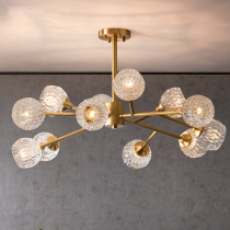 American chandelier full copper light luxury simple Nordic living room dining room bedroom crystal lamp lighting molecular magic bean lamp