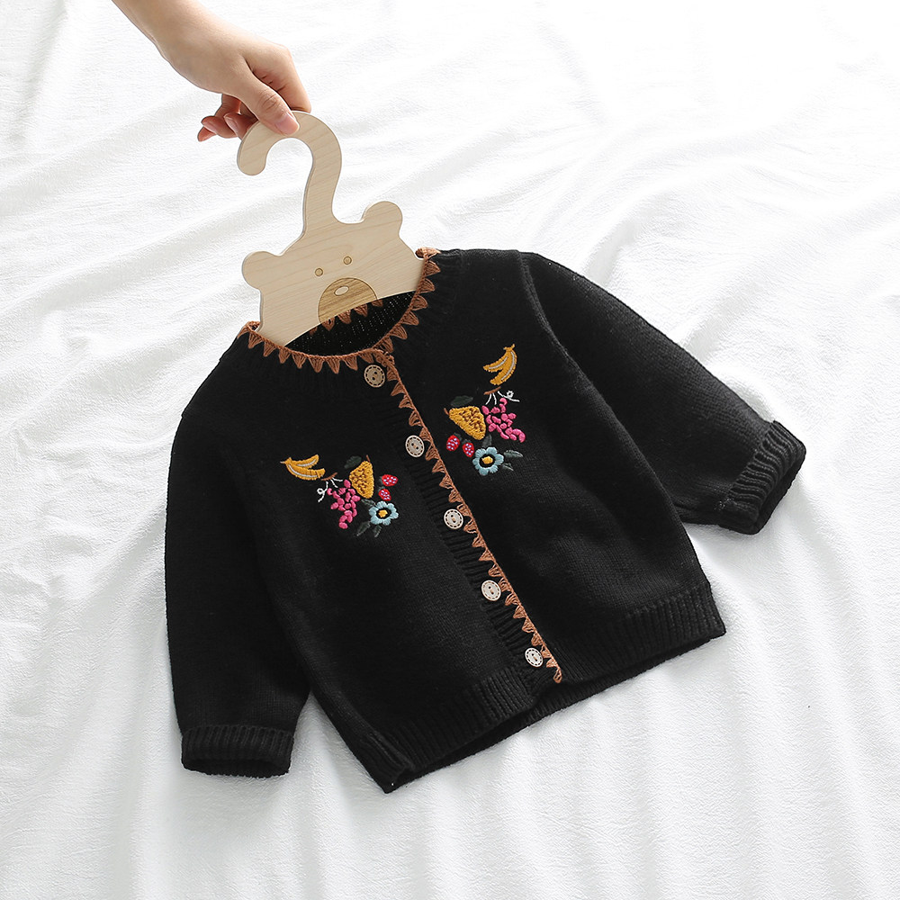 2022 autumn and winter new baby girl sweater coat infant children long-sleeved top foreign style pure cotton knitted cardigan